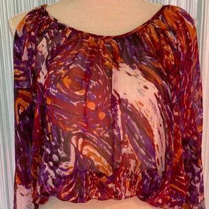 Multi Coloured Sheer Top with Slits Size XS